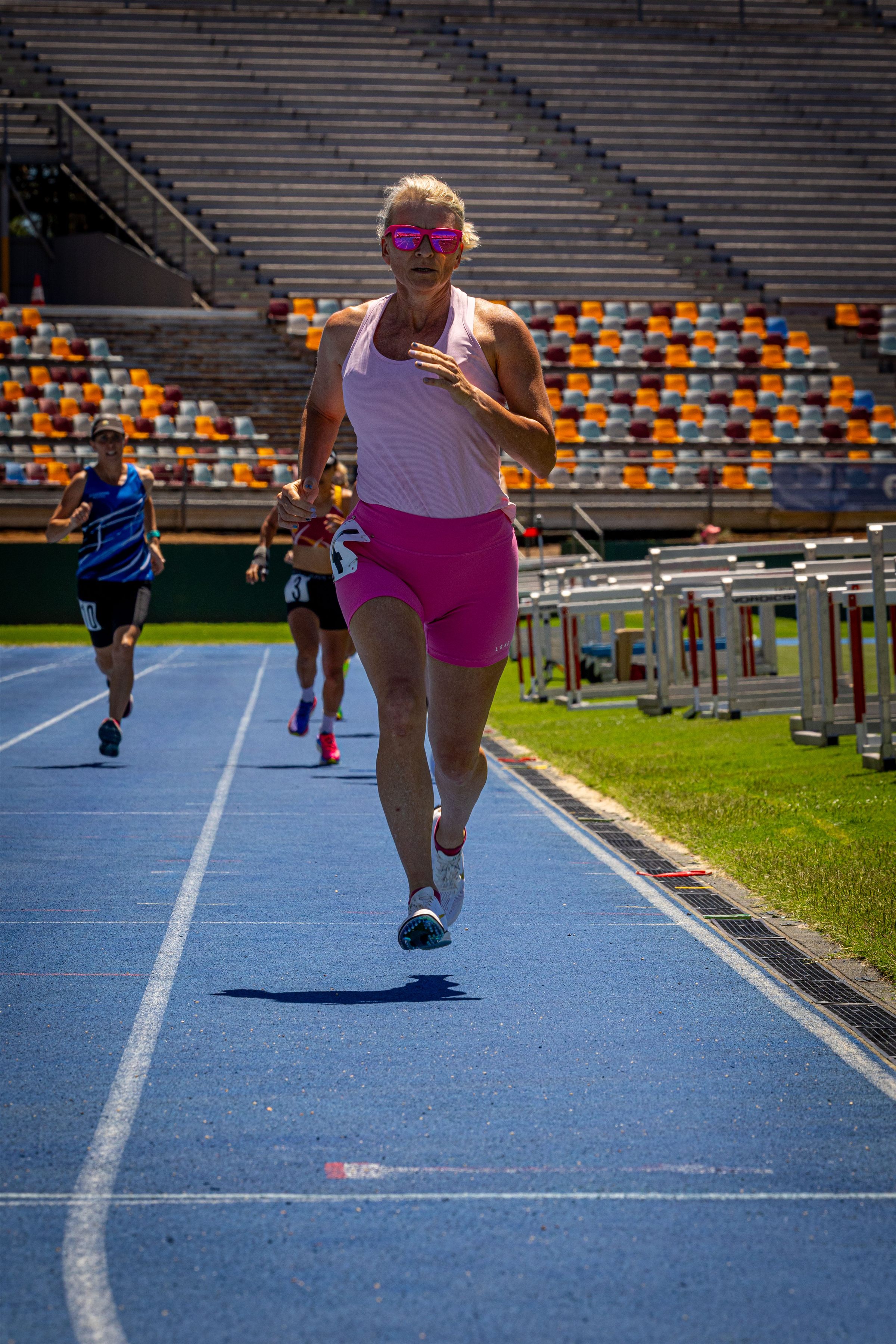 Athlete running laps